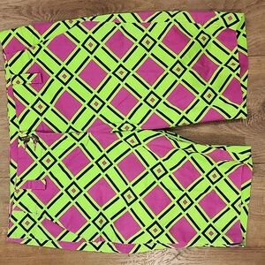 Loudmouth Ladies Golf Bermuda Shorts Geometric Green Purple Golf Argyle Vacation